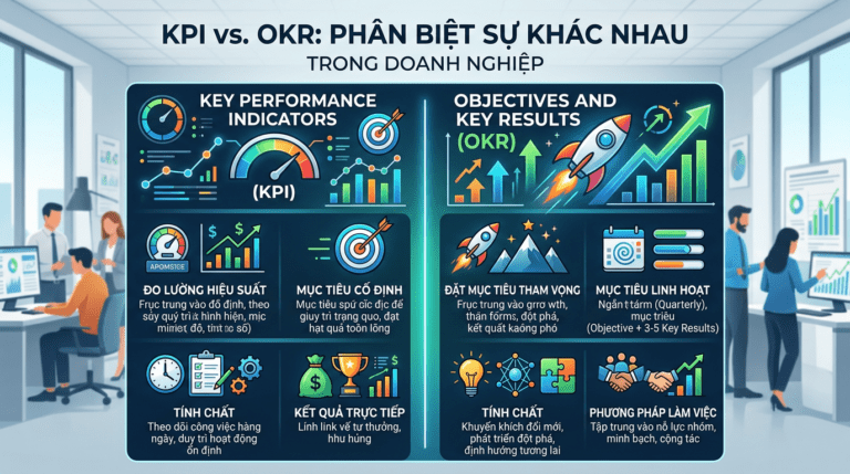 Phân biệt sự khác nhau giữa KPI và OKR trong doanh nghiệp